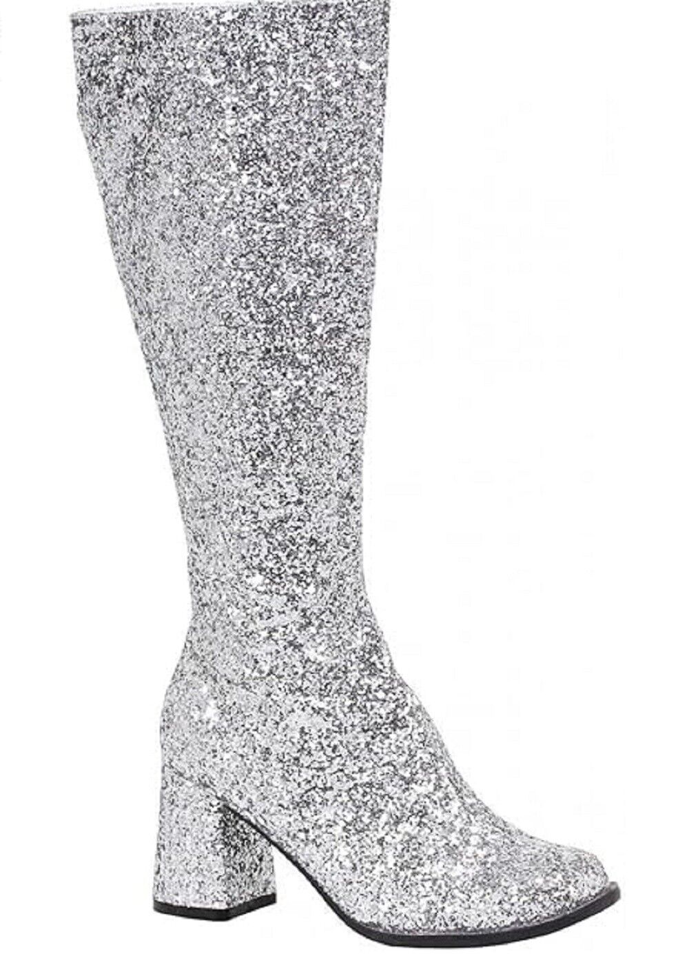 Women Fancy Dress Party GOGO Glittery Boots - 1960s & 1970s Retro Glitter Dancer Costume Heels Shoes Boots