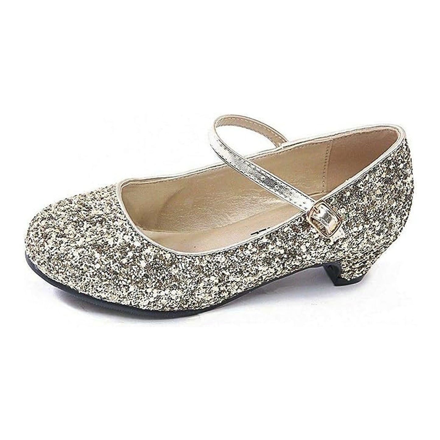 Baby Girls Kids Children Princess Mary Jane Glitter Low Heel Party Wedding Girls Shoes