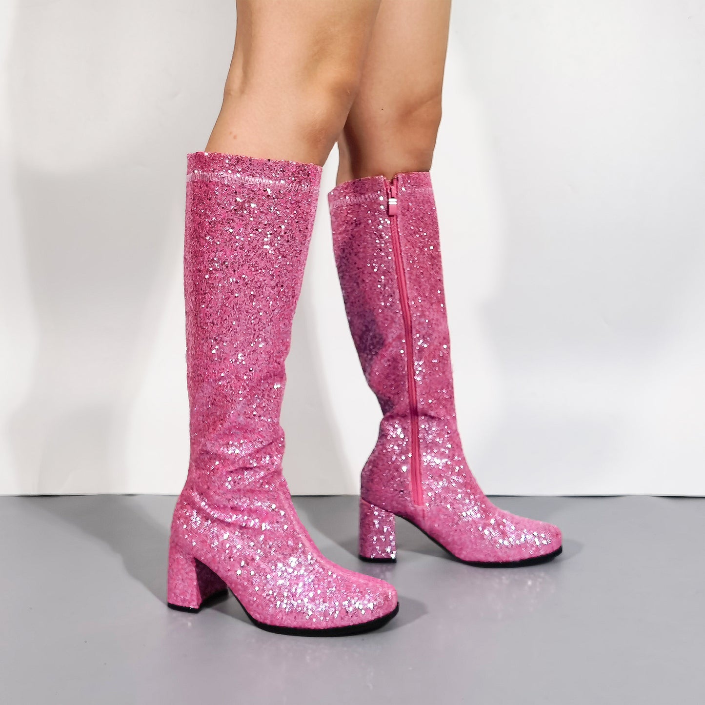 Women Fancy Dress Party GOGO Glittery Boots - 1960s & 1970s Retro Glitter Dancer Costume Heels Shoes Boots