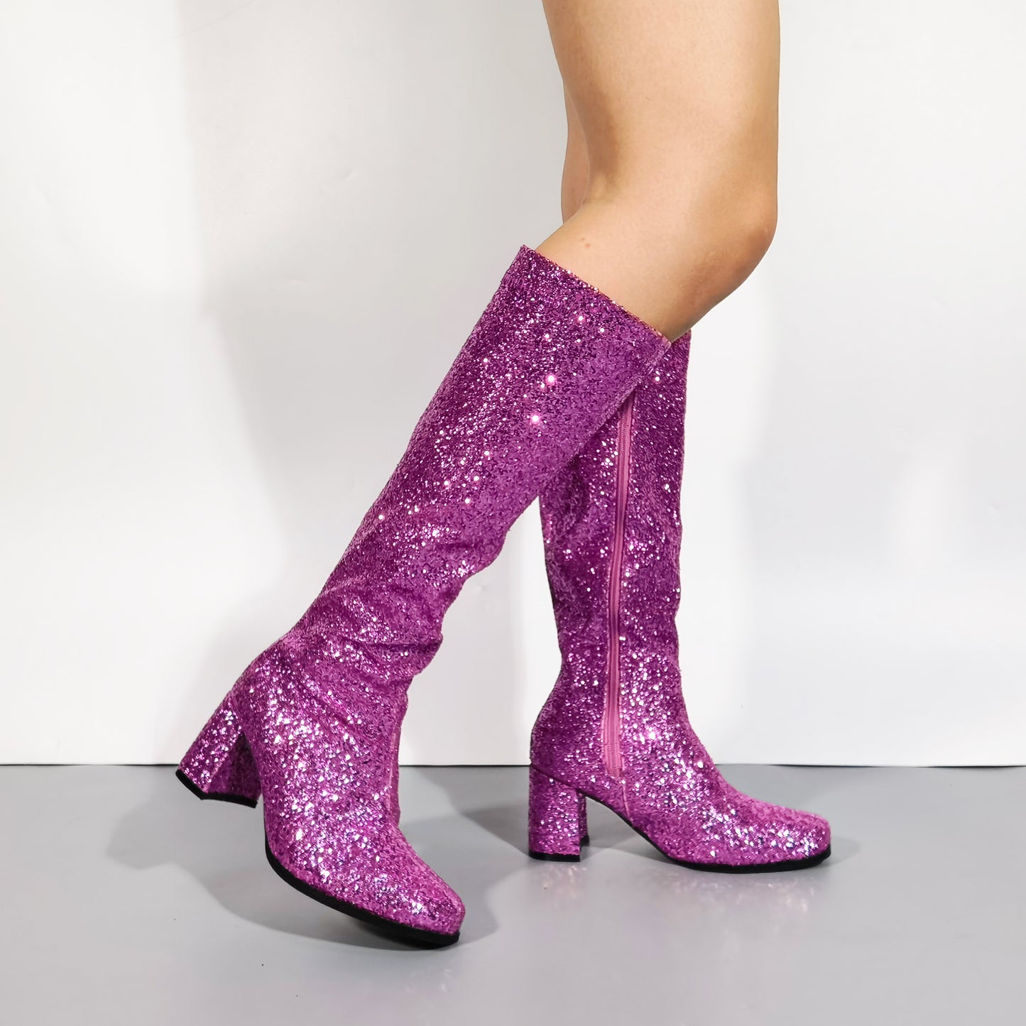 Women Fancy Dress Party GOGO Glittery Boots - 1960s & 1970s Retro Glitter Dancer Costume Heels Shoes Boots