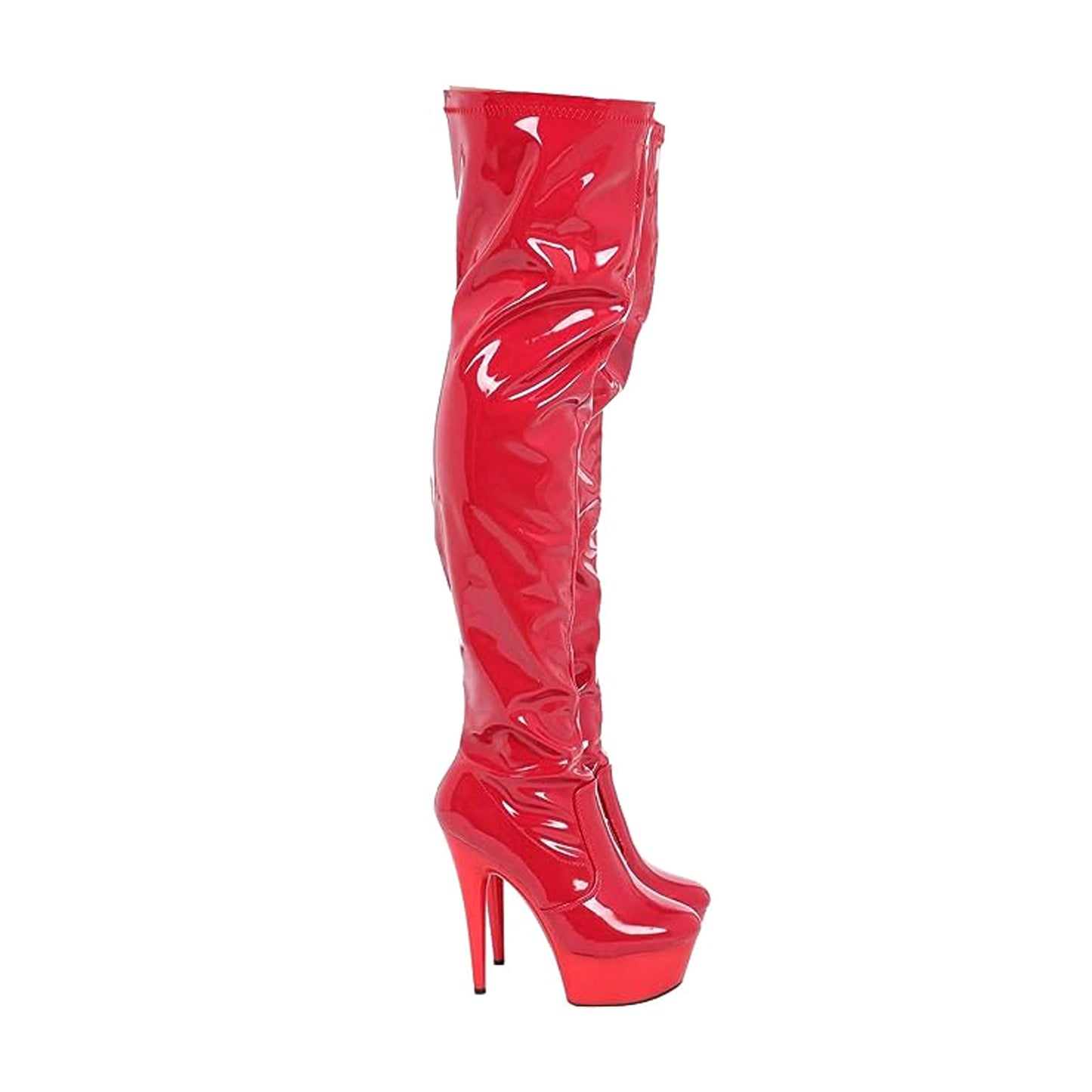 Women ladies boots thigh high Stiletto Heel Wide Leg Stretch Fetish Platform Boots with side zip