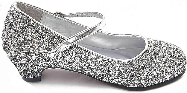 Baby Girls Kids Children Princess Mary Jane Glitter Low Heel Party Wedding Girls Shoes