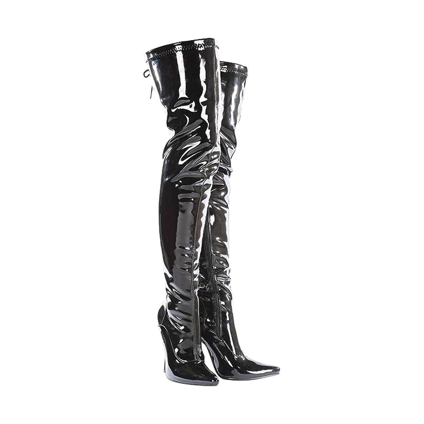 Women thigh high heel boots, Lace-up kinky fetish over the knee heels, elegant shoes