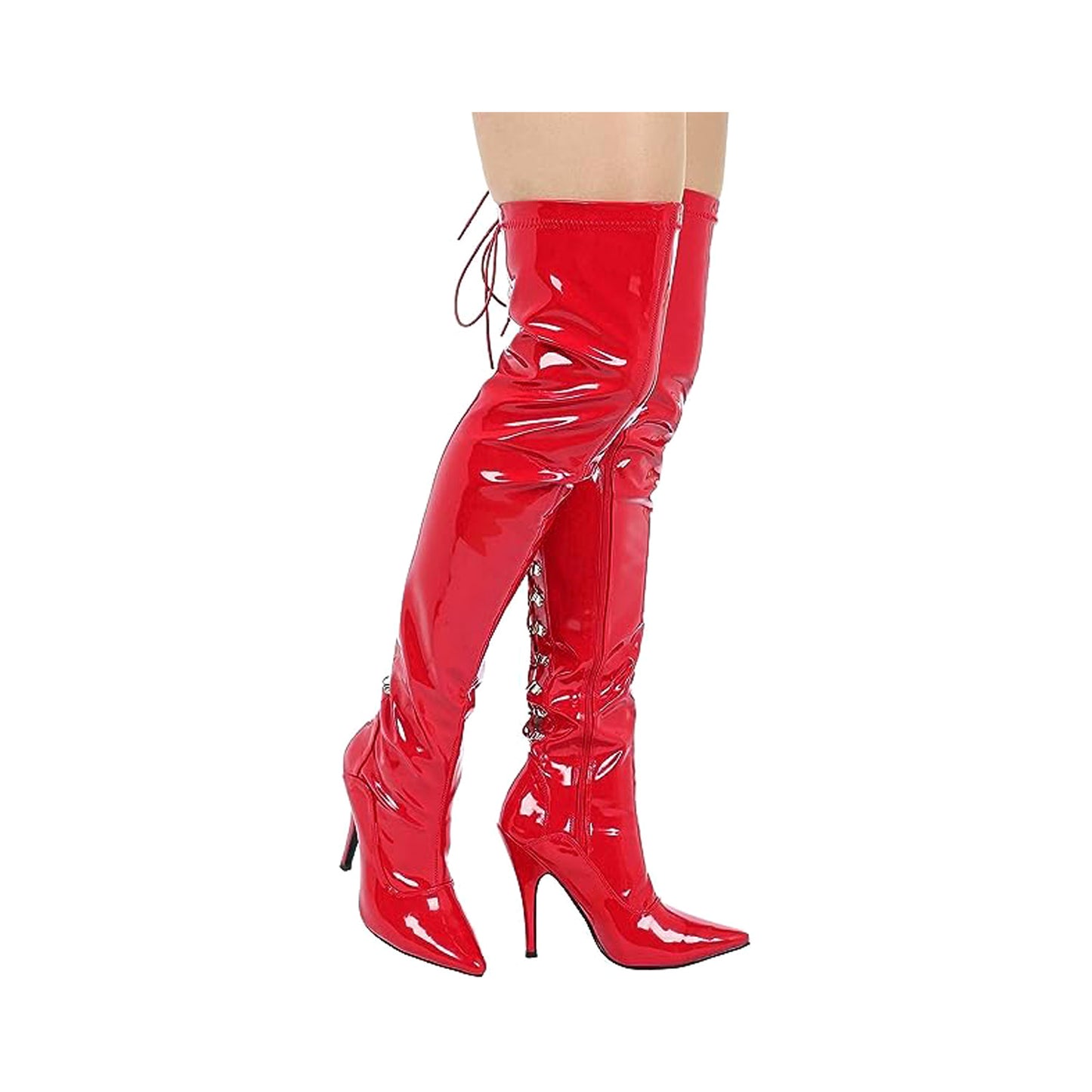 Women thigh high heel boots, Lace-up kinky fetish over the knee heels, elegant shoes